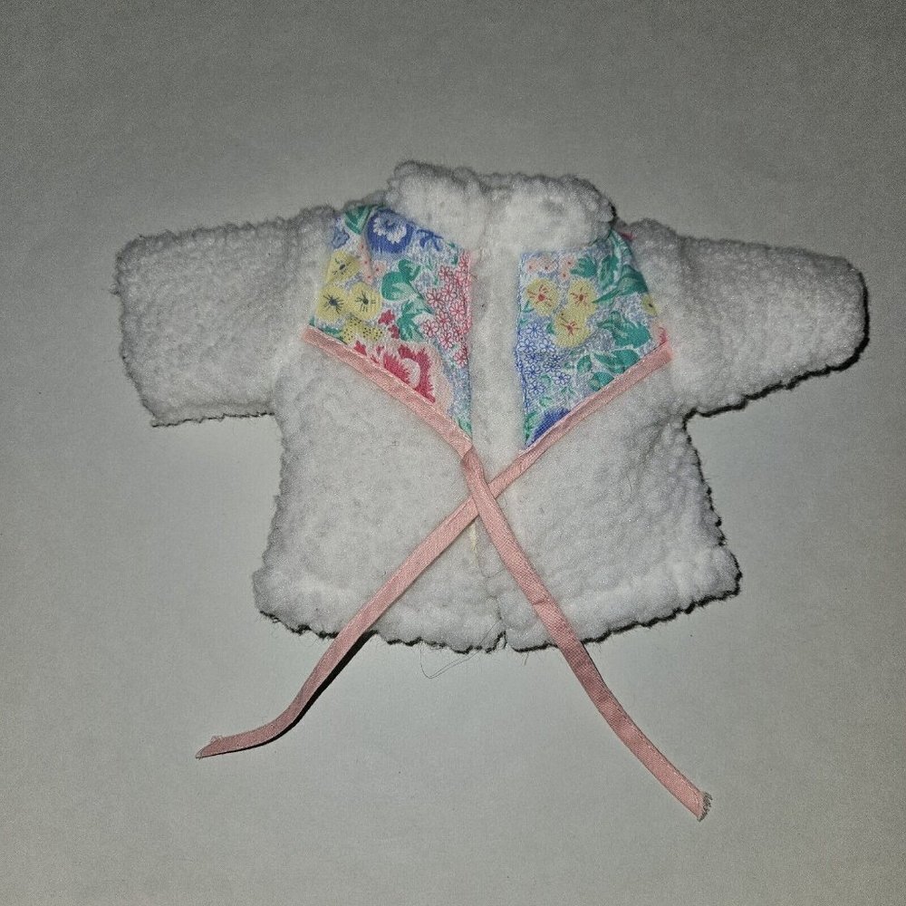 White Sherpa Short Sleeve Jacket 18" Doll Clothes Pink Green Blue Yellow Floral
